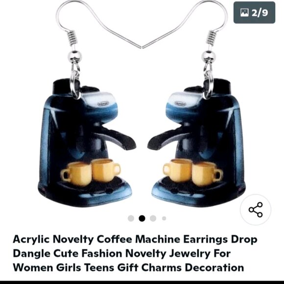 Acrylic Novelty Coffee Machine Earrings Drop Dangle Cute Fashion Novelty Jewelry - Picture 1 of 4